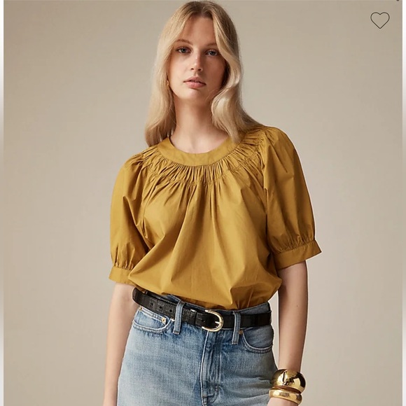 NWT-J.Crew Smock-neck puff-sleeve top in cotton poplin - Picture 4 of 4